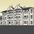 Traditional Stone Building Exterior With Multiple Chimneys Balconies And Gabled Roof