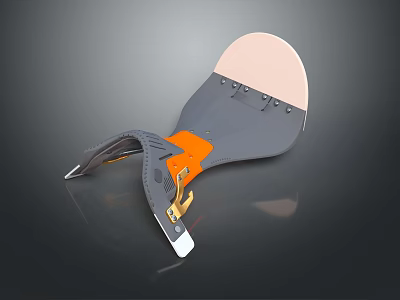 Gray And Orange Sports Equipment With Adjustable Straps And Metal Buckle Design 3d model