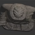 Ancient Standing Stone Buddha Statue Featuring Intricate Carved Details On Lotus Base