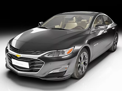 Dark Gray Modern Sedan Car with Beige Interior and Sleek Front Design 3d model