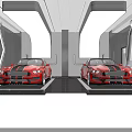 4S Dealership Modern Showroom With Two Red Sports Cars On