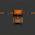Orange Multirotor Space Drone with Propellers and Equipment for Exploration Missions