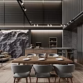 Modern Living And Dining Room Interior Design With Large Windows Chandelier Sofa And Dining Table