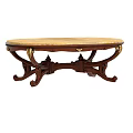 Classic Carved Wooden Coffee Table With Marble Top And Gold Decorative Accents