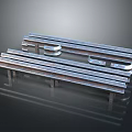 Shiny Metal Construction Components Featuring Parallel Steel Rails Curved Connectors And Reflective Surface