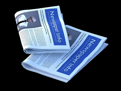 Stack Of Daily Newspapers With News Info And Reading Material 3d model