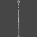 3D Model of Skeletal Scythe Weapon With Glowing Green Elements Spikes And Textured Handle
