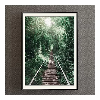 Modern Landscape Painting Simple Green Study Landscape Orbit Decorative Painting 3d model