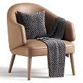 Modern Upholstered Leisure Armchair With Decorative Pillow And Soft Throw Blanket For Cozy Home Decor