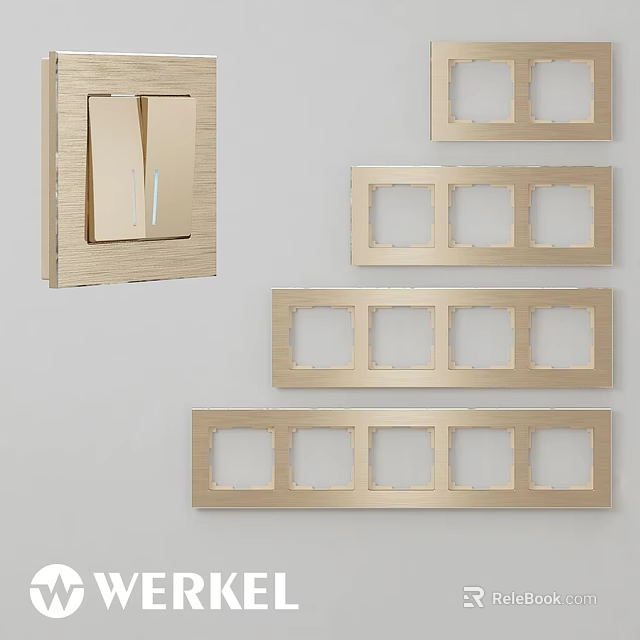 Golden Electrical Switch Plates And Socket Frames With Single Double Triple Four Gang 3d model 