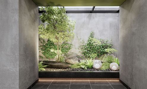 Modern landscape sketch Courtyard sketch Indoor landscape sketch Plant landscape Green plant Pteridophyte Plant heap Parthenocissus 3d model