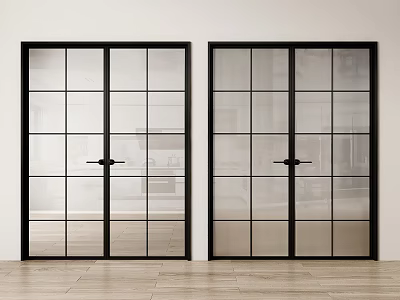 French style glass double door double open glass door double open door retro glass door kitchen glass door 3d model