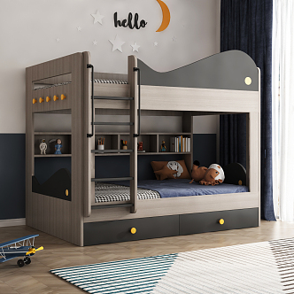 Modern Bed and Bed Children's Bed 3d model