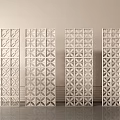 Four Modern White Decorative Screens With Geometric Patterns For Interior Design 3d model