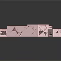 Cartoon Scene Featuring Pink Geometric Shapes With Hollow Design And Reflective Abstract Surface