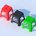 Red Black Green Plastic Stools with Simple Hollow Design and Colorful Look