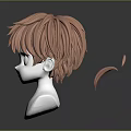 Realistic Human Head Model With Pink Short Hair And Black Headband