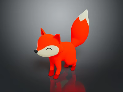 Cute Red Cartoon Fox Character With White Tail Tip For Game Or Movie 3d model