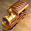 Vintage Cartoon Style Toy Train With Red Gold Yellow Accents And White Dots