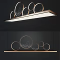 Elegant Modern Chandelier With Circular Gold Frames And Wavy Line Patterns 3d model