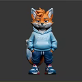 Cartoon Fox Character In Blue Hoodie Blue Pants And Blue Sneakers On Dark Background