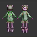 Two Anthropomorphic Panda Characters Holding Hands In Dark Hoodies And Overalls With Boots