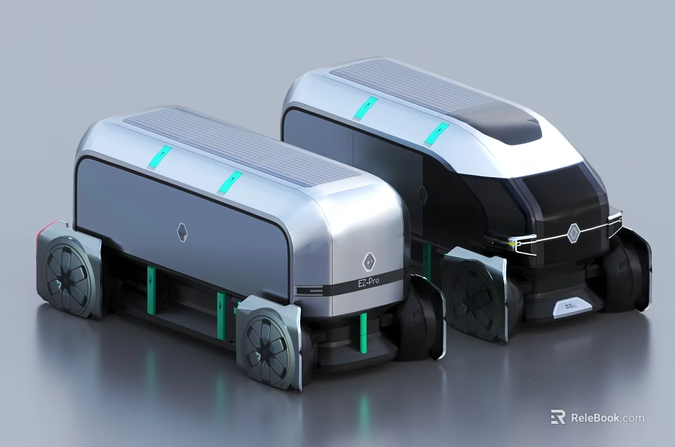 Two Futuristic Silver Black Electric Cars With Green Accents And Modern Design 3d model 