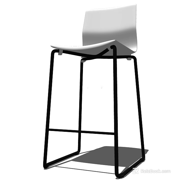 Modern Bar Stool With Black Metal Frame And White Ergonomic Seat Design 3d model 
