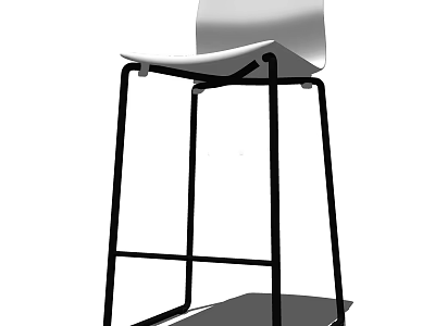 Modern Bar Stool With Black Metal Frame And White Ergonomic Seat Design 3d model