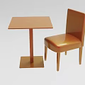 Modern Orange Square Table and Chair Set with Smooth Surface and Minimalist Design 3d model