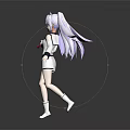 Anime Style 3D Character With Purple Long Hair Red Eyes And White Outfit Running Pose