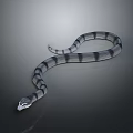 Long Black and White Striped Curved Snake on Gray Surface 3d model