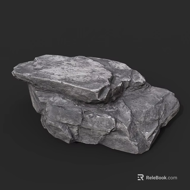 Natural Outdoor Gray Rock Formation With Rough Surface And Irregular Shape 3d model 