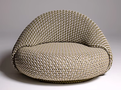 Modern Woven Lounge Chair with Curved Shape and Neutral Tones for Comfortable Relaxation 3d model
