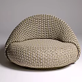 Modern Woven Lounge Chair with Curved Shape and Neutral Tones for Comfortable Relaxation