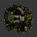 Mystical Stone Archway Scene With Green Neon Lights Moss And Pipes
