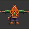 Cartoon Character With Red Hair And Braided Orange Beard Green Shirt Purple Pants Arms Outstretched