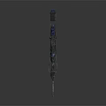 Detailed Blue Black Weapon Featuring Long Barrel Scope And Mechanical Parts