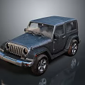 Black Classic Jeep Off Road Vehicle With Round Headlights And Rugged Body