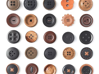 Colorful Assorted Buttons With Different Shapes Vintage Patterns And Craft Uses 3d model