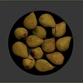 Fresh Yellow Pears in a Black Bowl Filled with Juicy Fruits