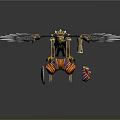 Game Movie Character Eagle With Spread Wings Jackal Companion Golden Ornaments Blue Red Accents