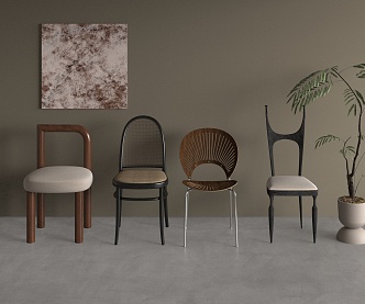 Middle Ancient Dining Chair Single Chair 3d model