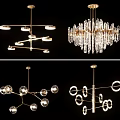 Modern Pendant Lights Featuring Geometric Designs And Crystal Elements 3d model
