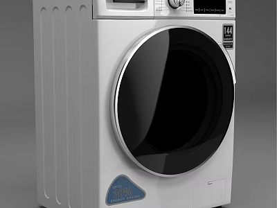 Efficient White Front Load Washing Machine With Modern Digital Control And Large Capacity Design 3d model