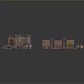 Pink Themed Scene Building Components With Arched Walls Stairs And Green Accents