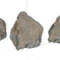 Natural Stone and Wood Decorative Pieces with Textured Surfaces on White Background