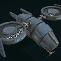 Sci Fi Metallic Aircraft With DR7 DR08 F19 8835 Markings And Yellow Propeller