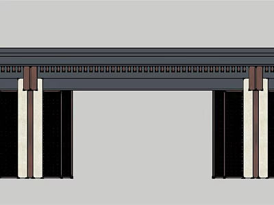 Traditional Entrance Gate Design With Symmetric Pillars And Decorative Top Beam 3d model