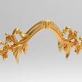 Golden Decorative Sculpture Carving With Intricate Curved Patterns And Ornamental Details